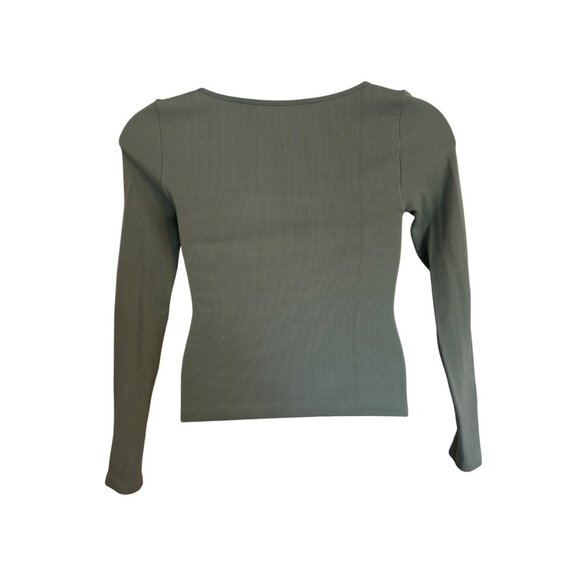 Elodie Ribbed Stretched Square Neck Size L/XL Mint Green Crop Top NWT - Picture 2 of 5